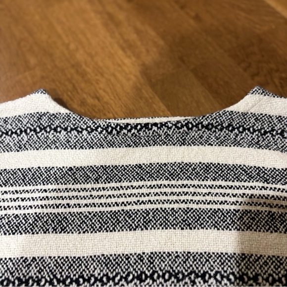 Eileen Fisher Organic Cotton Stripe Fringe Thick 3/4 Sleeve Boxy Sweater M soft - Picture 7 of 12